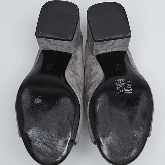 3.1 Phillip Lim Grey Suede 55mm Open Toe Mule Cube Heel Size 5.5/36 - Picture 2 of 5